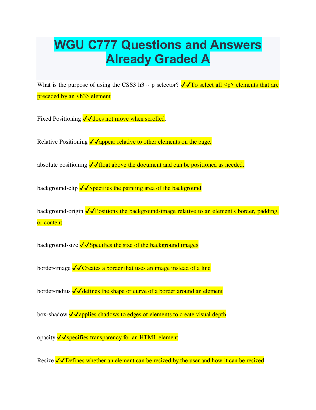 Preview image for WGU C777 Questions and Answers Already Graded A